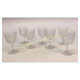 6 Hobstar Cut Glass Goblets