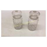 Pair Etch Cut Lidded Jars