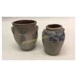2 Salt Glaze and Cobalt Decorated Jars