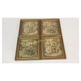 4 Framed Miniature Tapestry Works