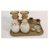 Pair Urns, Pineapple Jars, Candleholders