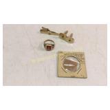 18k Gold Bar, 4 Pieces Masonic Jewelry