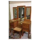 Hand Made Oak Vanity With Bench