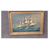 Oil on Canvas Sailing Ship Serrana