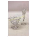 Cut Glass Vase and Footed Bowl