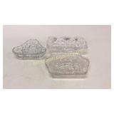 3 Cut Glass Trays