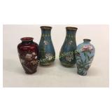 4 Asian Cloisonné Vases