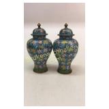 Pair Lidded Cloisonné Urns