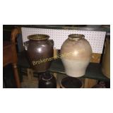 Ovoid Slat Glazed Jar & Albany Slip Glazed Jar