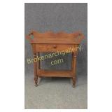 Walnut 1 Drawer Washstand W Shelf & Towel Bars