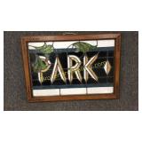 Leaded Glass "Park" Sign in Frame