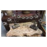 Pair 5 Light Brass Candelabras