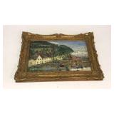 Oil on Canvas, Village Scene