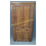 Early WNC Walnut & Curly Maple Corner Cupboard