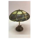 American Slag Glass Shade, Brass Base