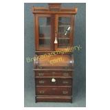 Eastlake Cylinder Rolls Desk W Bookcase Top
