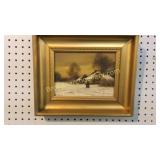 Oil on Board, Cottage and Couple