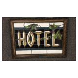 Leaded Glass "Hotel" Sign in Frame