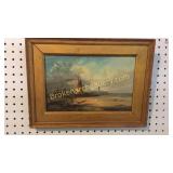 Oil on Canvas, Ships, Water Scene