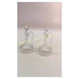 Pair Etched Cordial Decanters