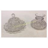 Cut Glass Butter Dish, Flower Center