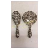 Sterling Handle Brush and Hand Mirror