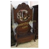 Tiger Oak Settee/Hall Tree