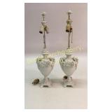 Pair Glazed Bisque Table Lamps
