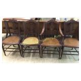 4 Exceptional Cane Seat Walnut Dinning Chairs