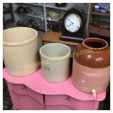 2 Pickling Crocks & Water Cooler
