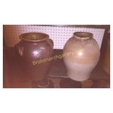 Ovoid Salt Glazed Jar & Albany Slip Jar