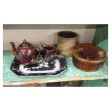 Transfer Platter, Spittoon, Crock, Teapot, Creamer