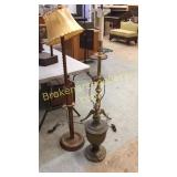 2 Floor Lamps, Brass Table Lamp