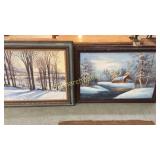 2 Oil on Canvas Snow Scenes