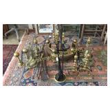 Brass Fire Fender, Andirons, Tools