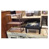 Needlepoint Footstool, Wall Shelf