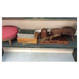 Footstool, Jewelry Boxes, Bookends, Tray
