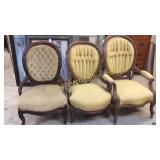 3 Victorian Parlor Chairs