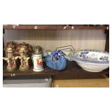 Candlesticks, Wash Bowl, Steins