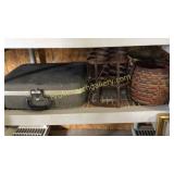 Typewriter, 2 Baskets, Bottle Carrier