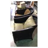 Pair Open Weave Rattan Patio Chairs