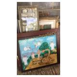 Group Assorted Artwork, Mirrors and Counter Doors