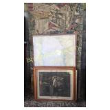 Tapestry, Map, Framed Art