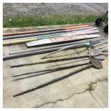 11 Assorted Oars, Wooden Implements, Truck Sign