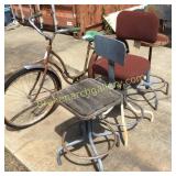 3 Stools & Bicycle