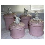 POTTERY ART CANISTERS BUNNIES CANISTERS