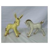 PORCELAIN DONKEY & HORSE FIGURINES