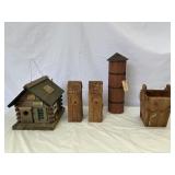 Wooden bee houses and bird house