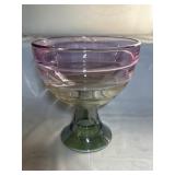 IRIDESCENT GLASS FOOTED FRUIT BOWL