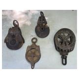 ANTIQUE BARN PULLEYS (4)